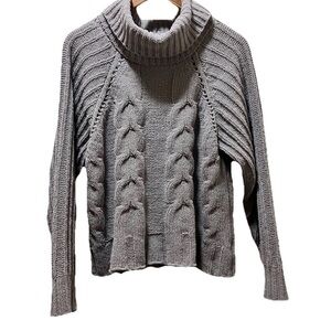 Cozy Charcoal Cable Knit Turtleneck Sweater